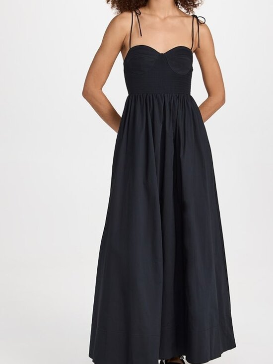 STAUD Dresses & Skirts - Staud Landry Shoulder-Tie Smocked Maxi Dress Size L NWT
